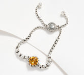 JAI Sterling Silver Citrine Gemstone Adjustable Bracelet, XS-Average